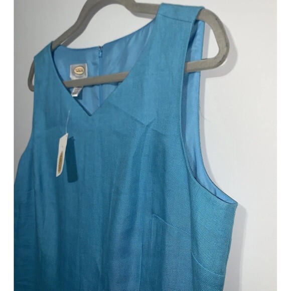 Talbots Irish Linen Dress Sleeveless Sheath Light Blue Career Size 16 - Picture 3 of 7